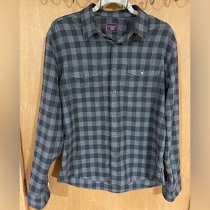 UNTUCK IT-Grey and black gingham medium wrinkle free button down